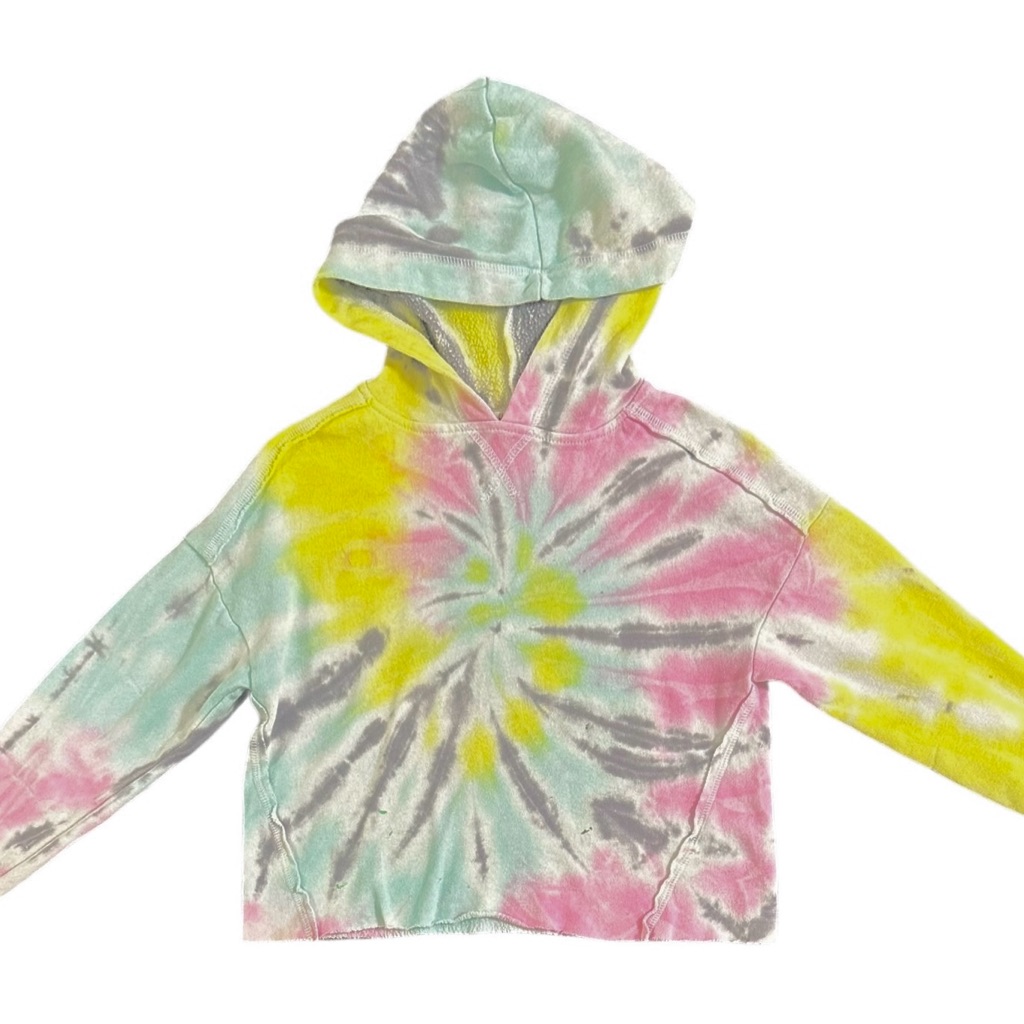 Vintage Havana Cropped Multi-Color Tie-Dyed Swirl Hoodie /Sweatshirt - Size 7-8